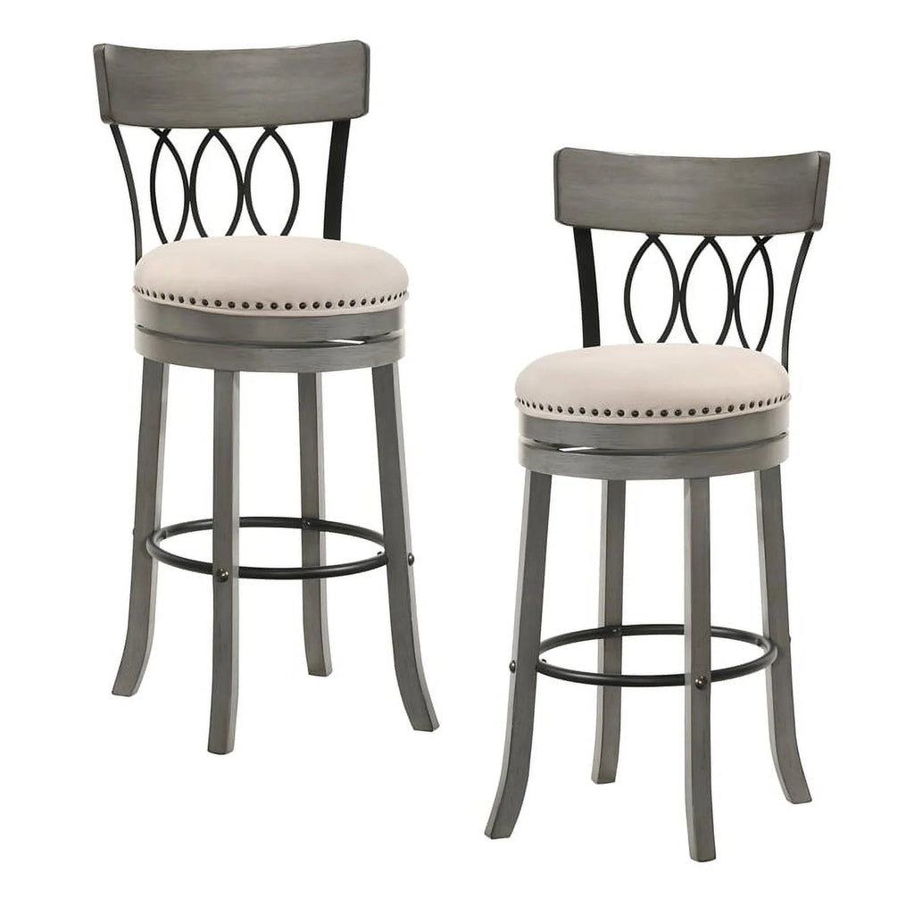 Light Gray Wood Swivel Bar Stool Set of 4 Z696100