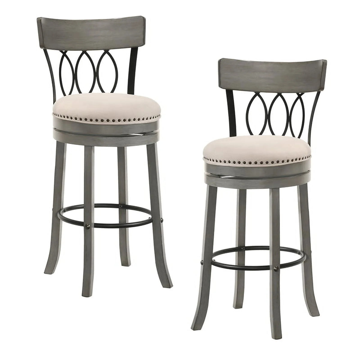 Light Gray Wood Swivel Bar Stool Set of 4 Z696100