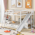 Full Over Full Solid Wood Bunk Bed with Slide and Bookshelves Y17946