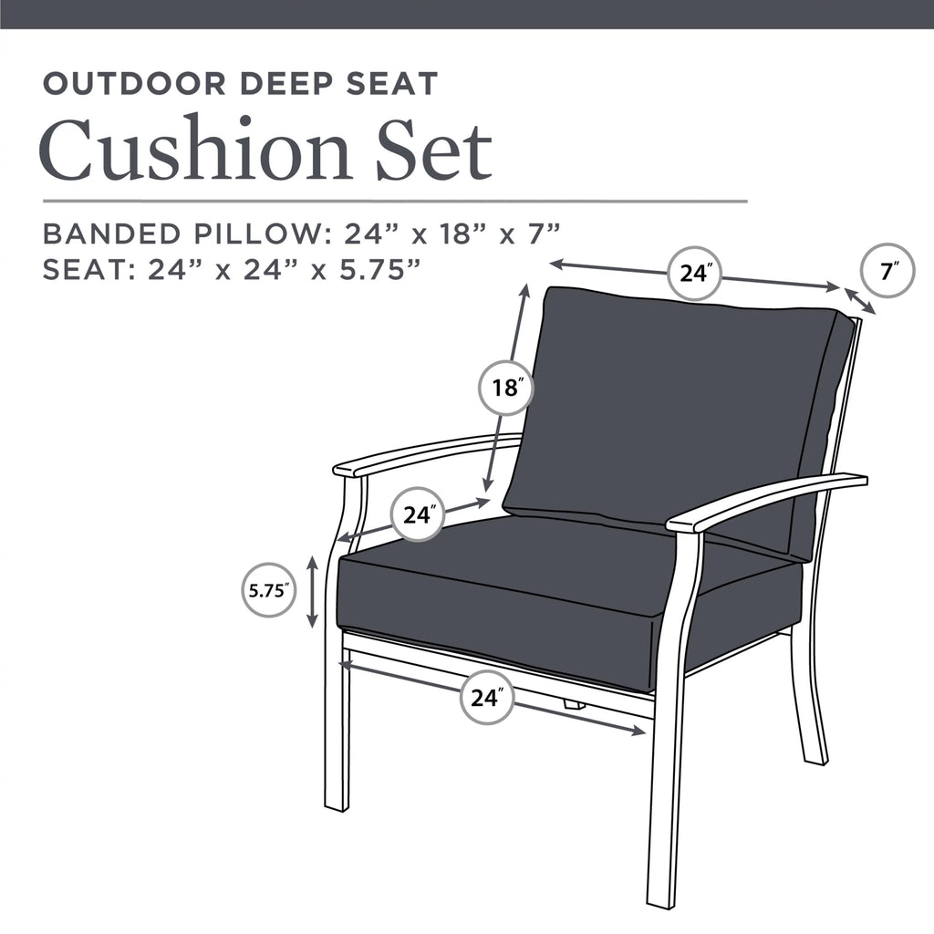 Black Tropical Outdoor 2-Piece Deep Seat Cushion Q631309