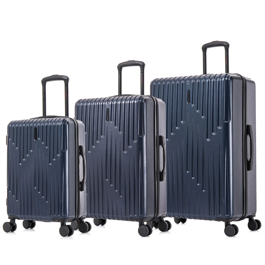 3-Piece Hardside Luggage Set with Spinner Wheels, 20"/24"/28", Navy Blue I861