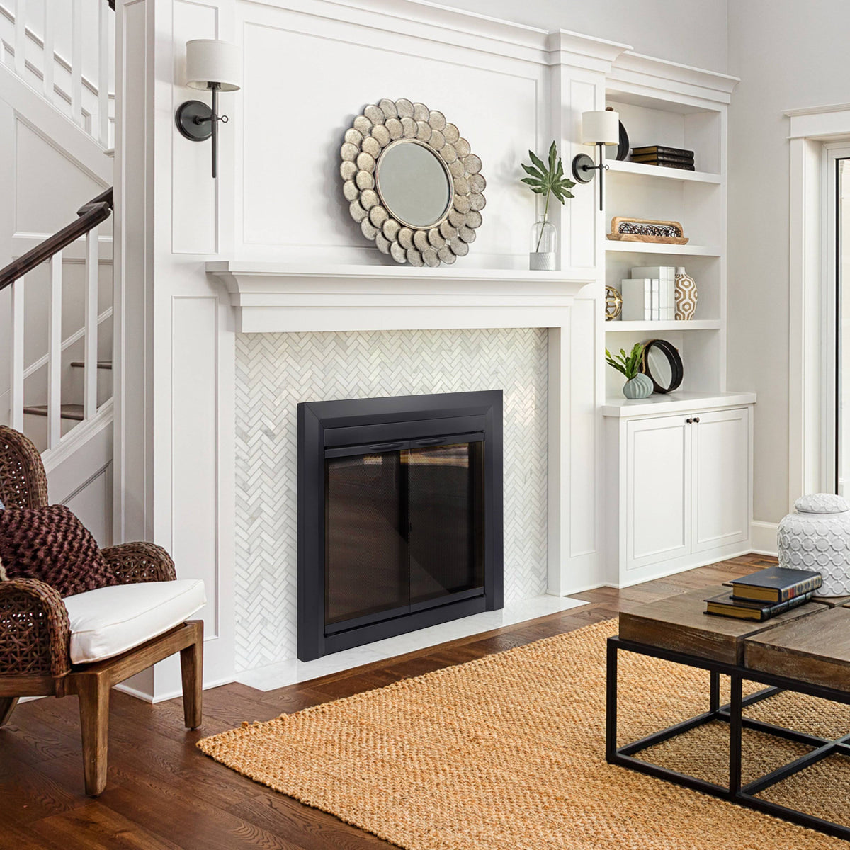Black Large Fireplace Glass Door E42899
