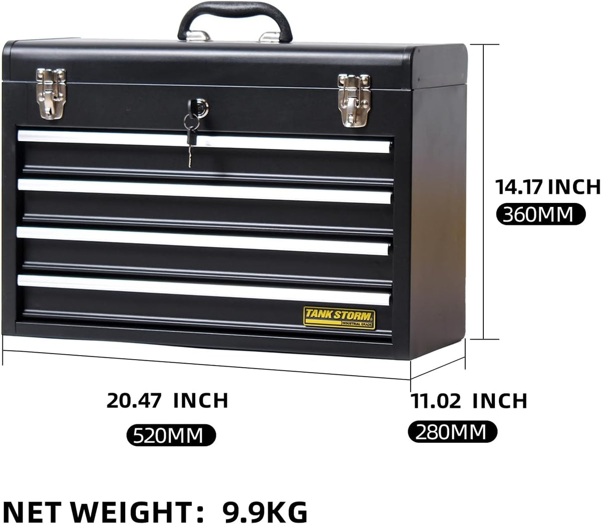Black 20.6" 4-Drawer Steel Tool Chest Y3423