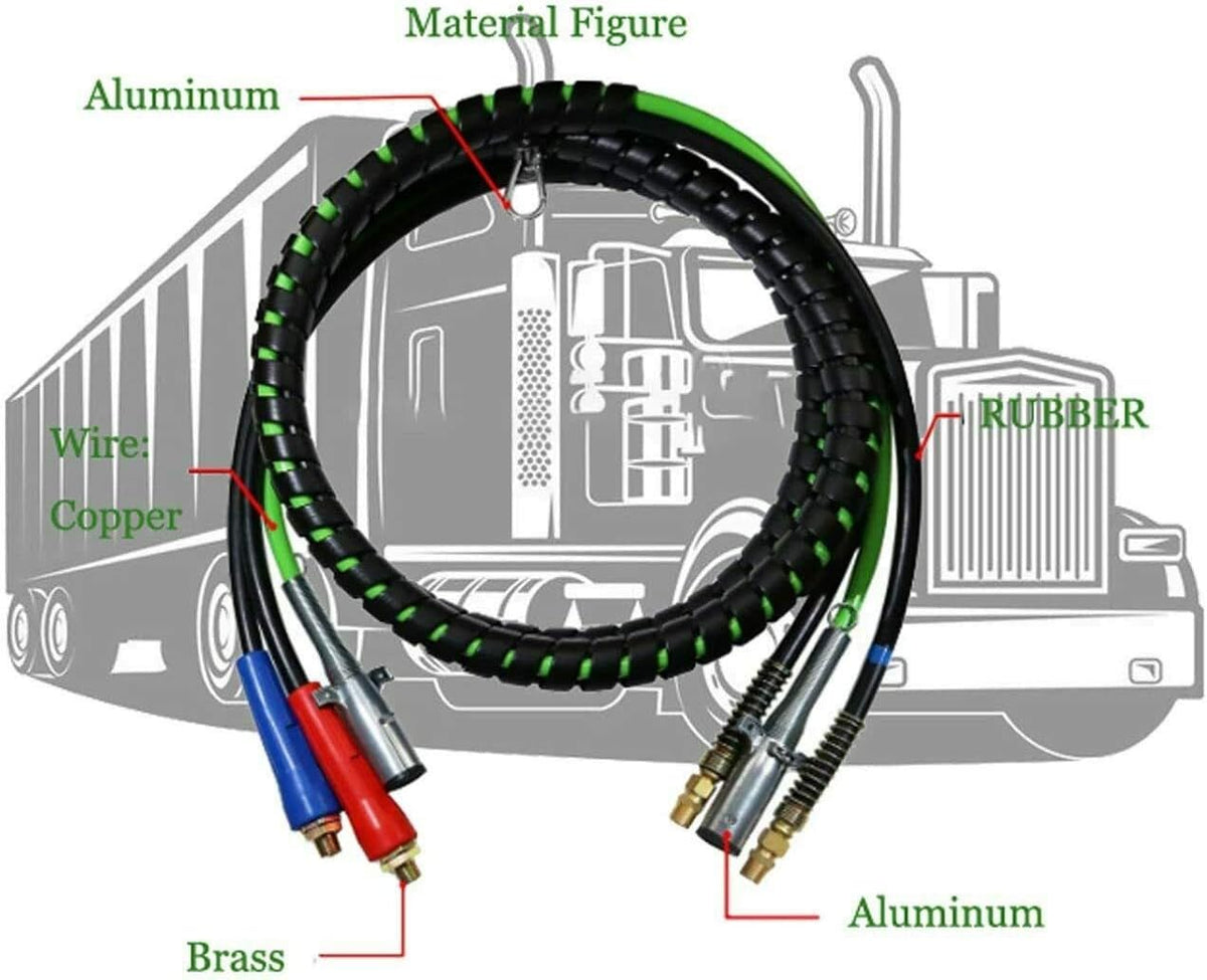 3 in 1 ABS Electrical and Rubber Air Line Hose Assemblies 12 FT Black W942551