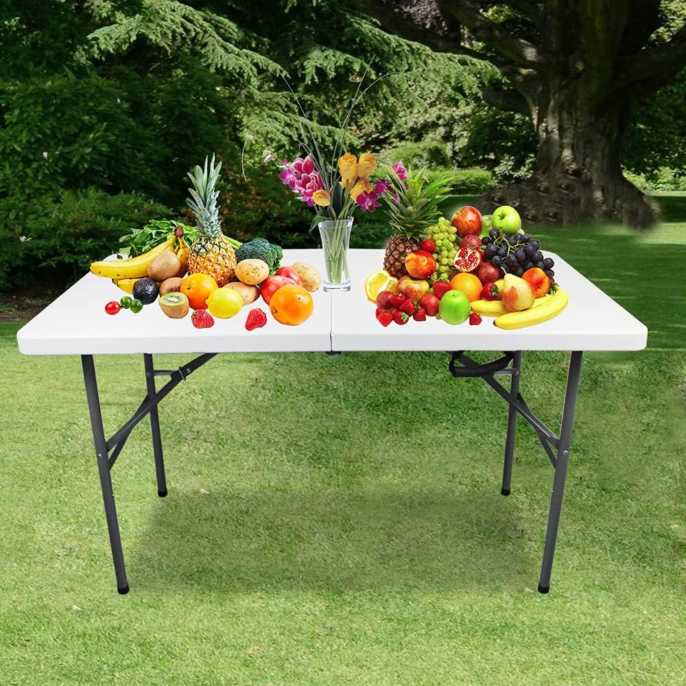 Portable Folding Camping Table 4ft Heavy Duty Plastic E934877