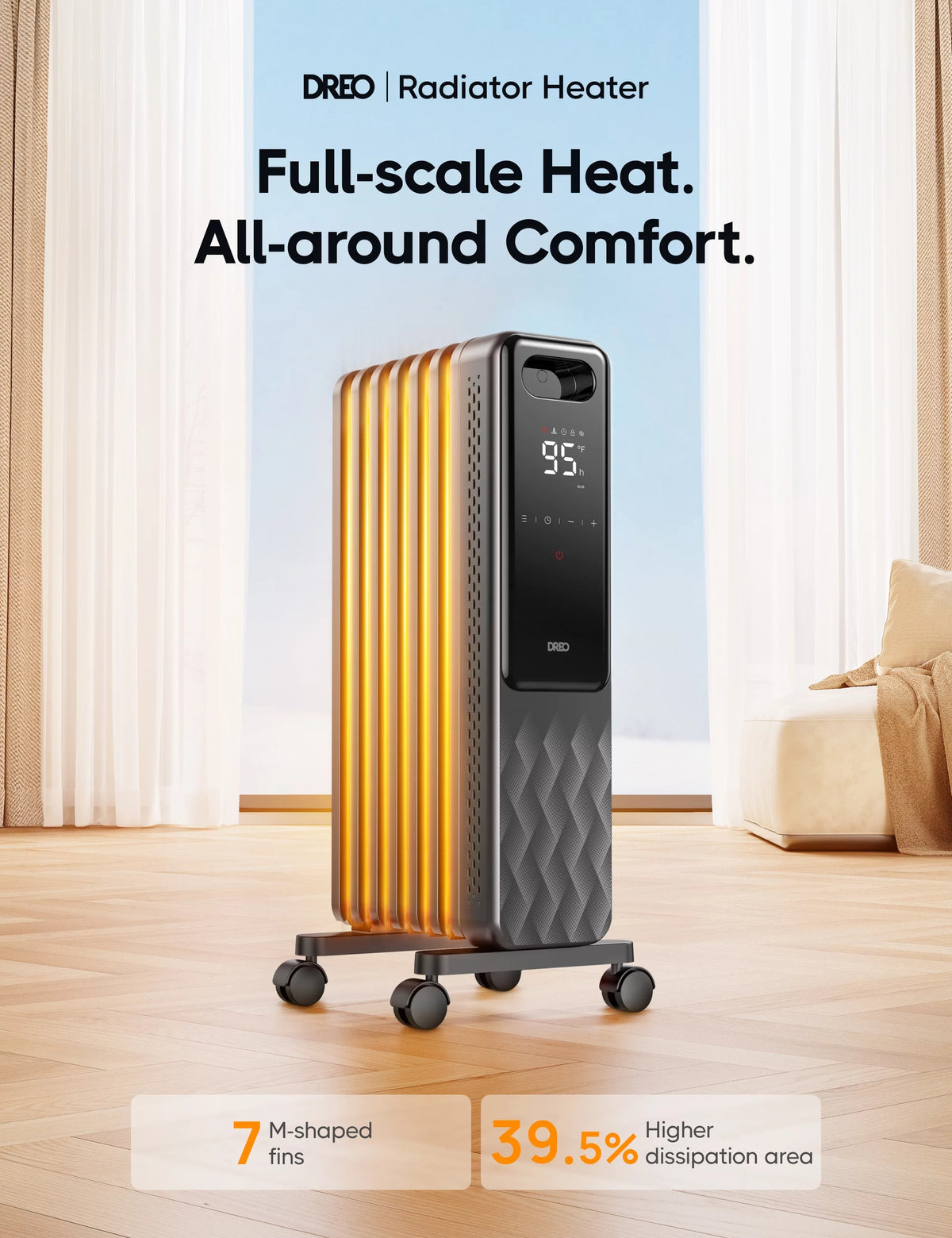 1500W Oil Filled Radiator Heater with Remote F7225