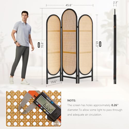 4 Panel Folding Rattan Room Divider X6437