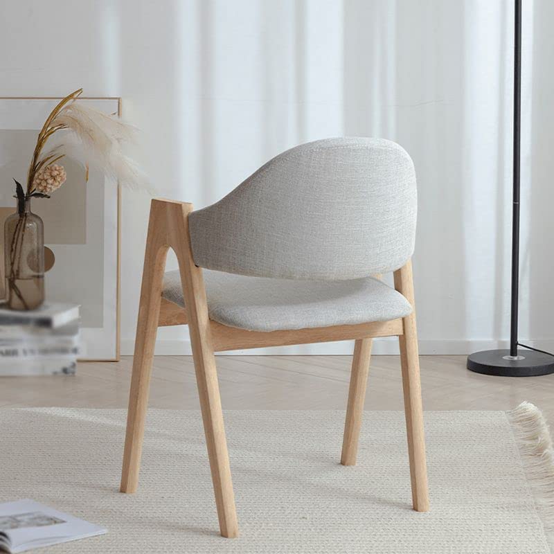 4-Piece Upholstered Arm Chair Natural Wood Side Chair H9325
