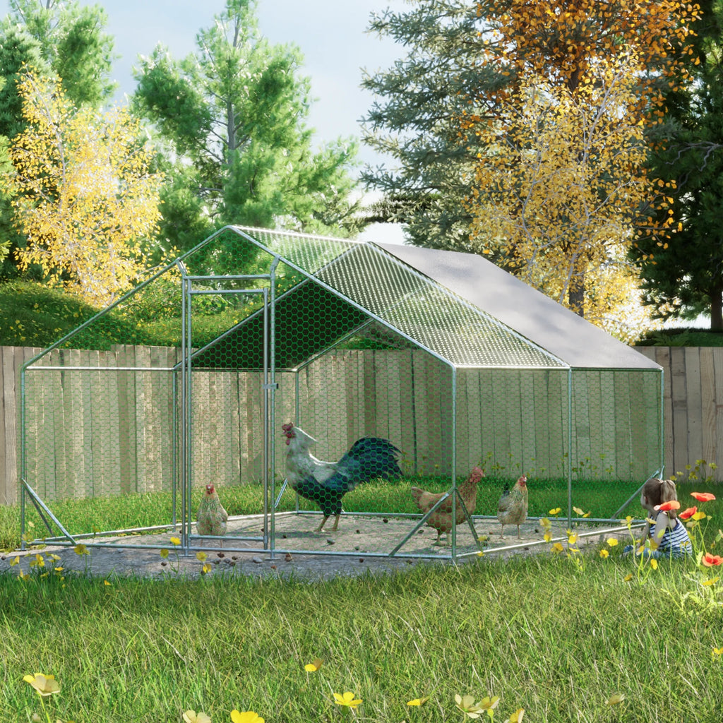 Large Metal Chicken Coop with Waterproof Cover (10' L x 13' W x 6.56' H) P2423