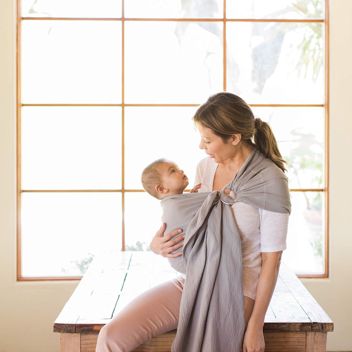 Pewter Ring Sling Wrap Carrier Z617