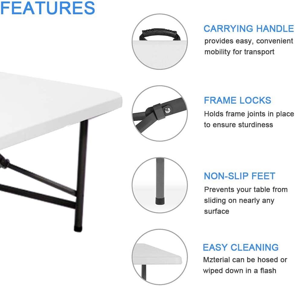 Portable Folding Camping Table 4ft Heavy Duty Plastic E934877