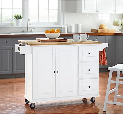Grey Rolling Kitchen Cart with Drop Leaf, 2 Doors, 3 Drawers A971682