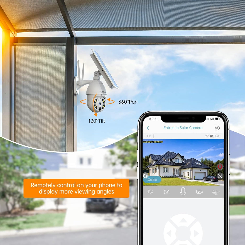 Wireless 360° PTZ Solar Security Camera 1080P O63251