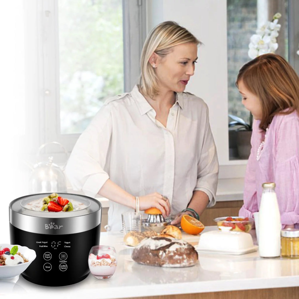 Greek Stainless Steel Yogurt Maker 2 Glass Jars W858286