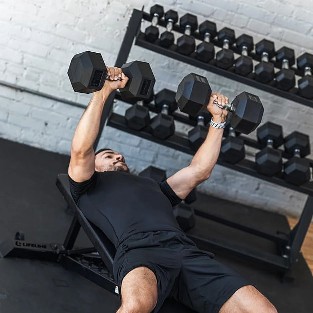 200 lb Hex Rubber Dumbbell Set T40692