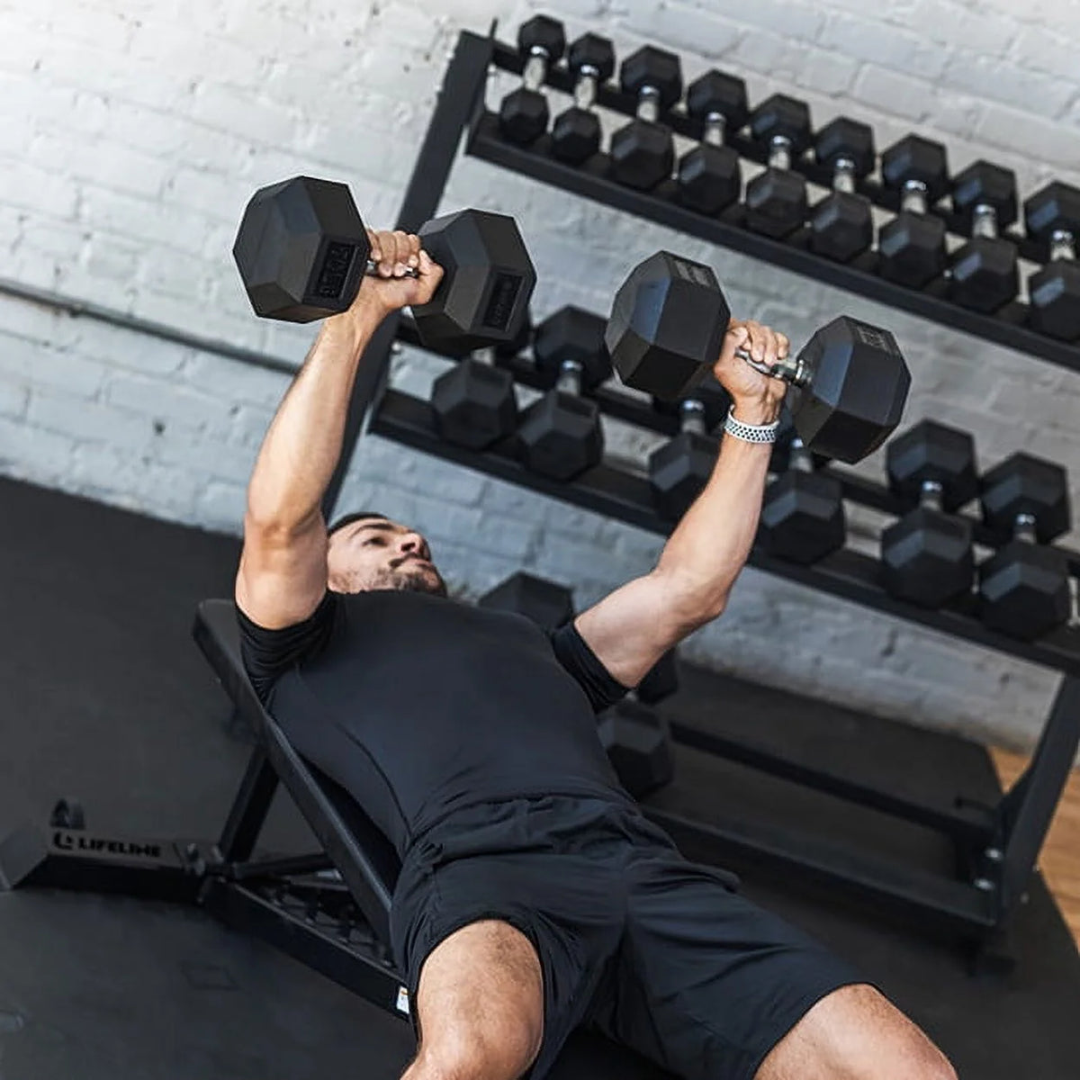200 lb Hex Rubber Dumbbell Set T40692