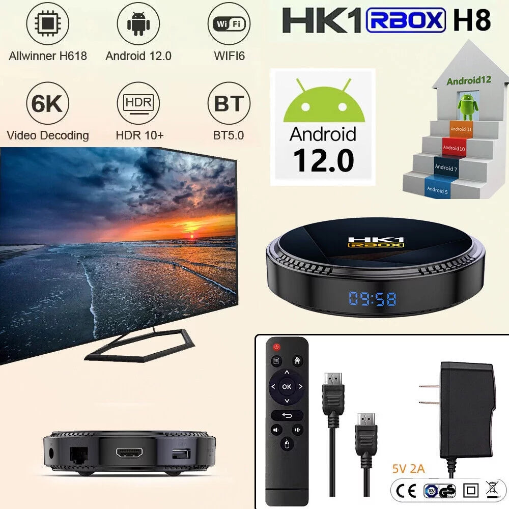 Android 12.0 4+32GB Ultra HD 6K HDR WiFi TV Streamer Player U27711