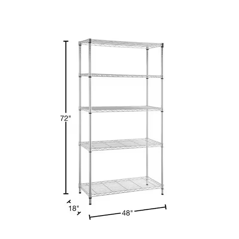 5-Tier Heavy Duty Steel Wire Shelving Unit in Chrome Q850