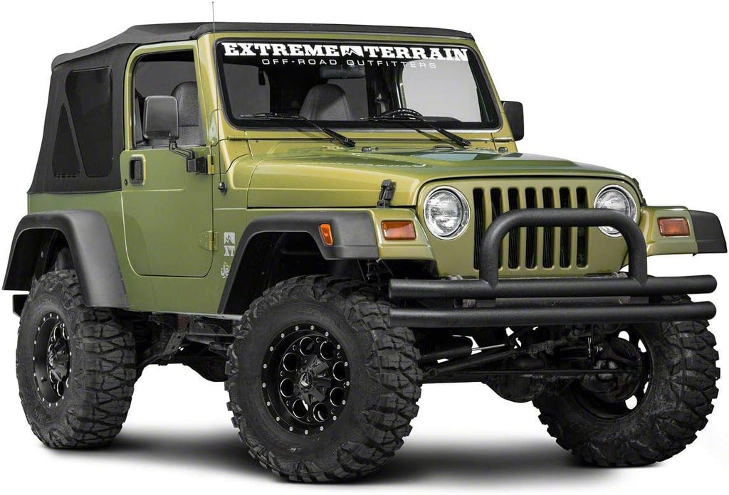 Textured Black Double Tubular Front Bumper with Over-Rider Hoop N622
