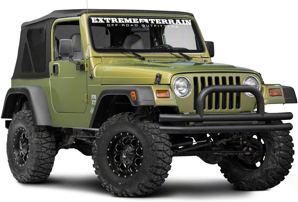 Textured Black Double Tubular Front Bumper with Over-Rider Hoop N622