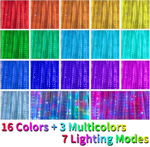 16 Colors Changing Curtain Lights 250 LED 9.8 X 8.8 FT Q220021