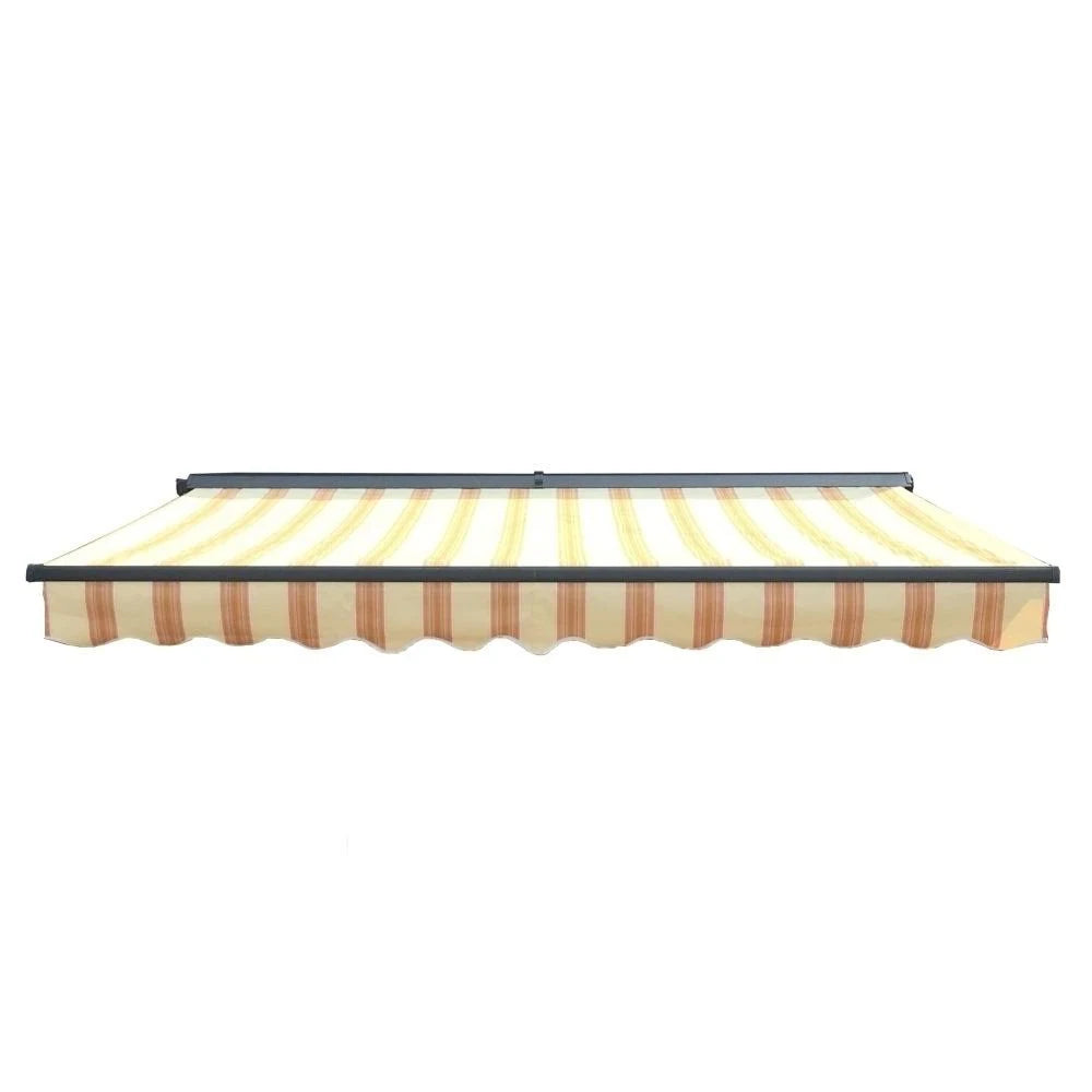 Motorized Retractable Patio Awning - 13 x 10 Feet - Multi-Striped Yellow P4555