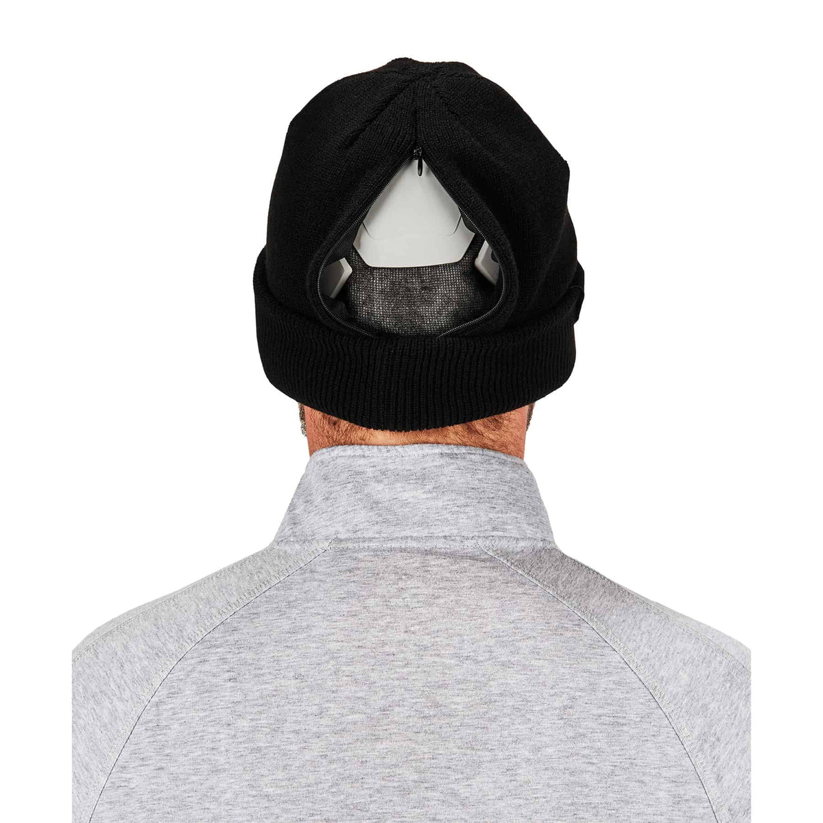 Black Rib Knit Hat with Bump Cap Insert F723576