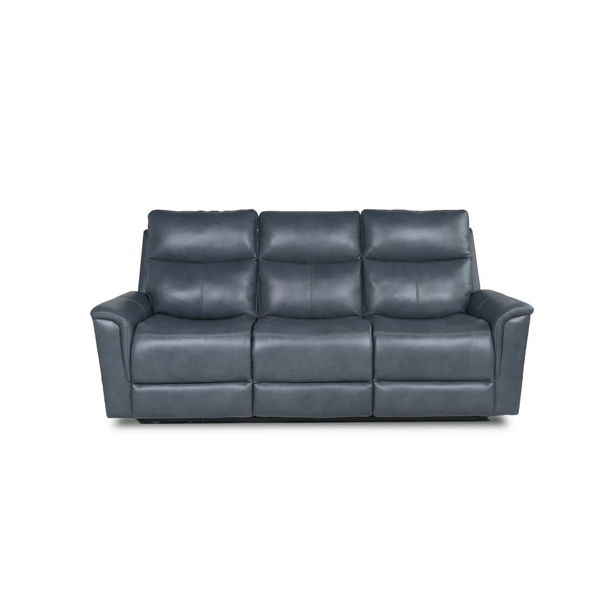 Blue Grey Leather Power Motion Sofa H46107