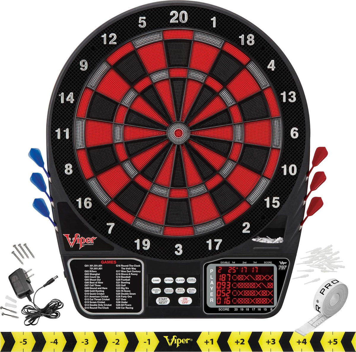 Electronic Dartboard with Darts and Extra Tips Y92928