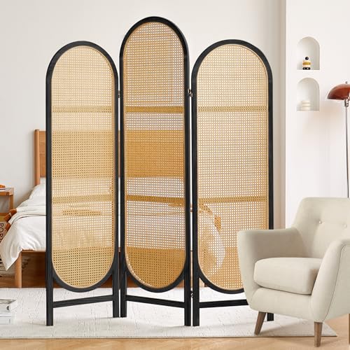 4 Panel Folding Rattan Room Divider X6437