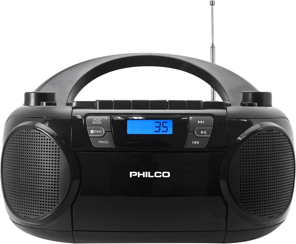 Bluetooth CD Boombox with Cassette, MP3 CD USB Playback, 12 watts J4212