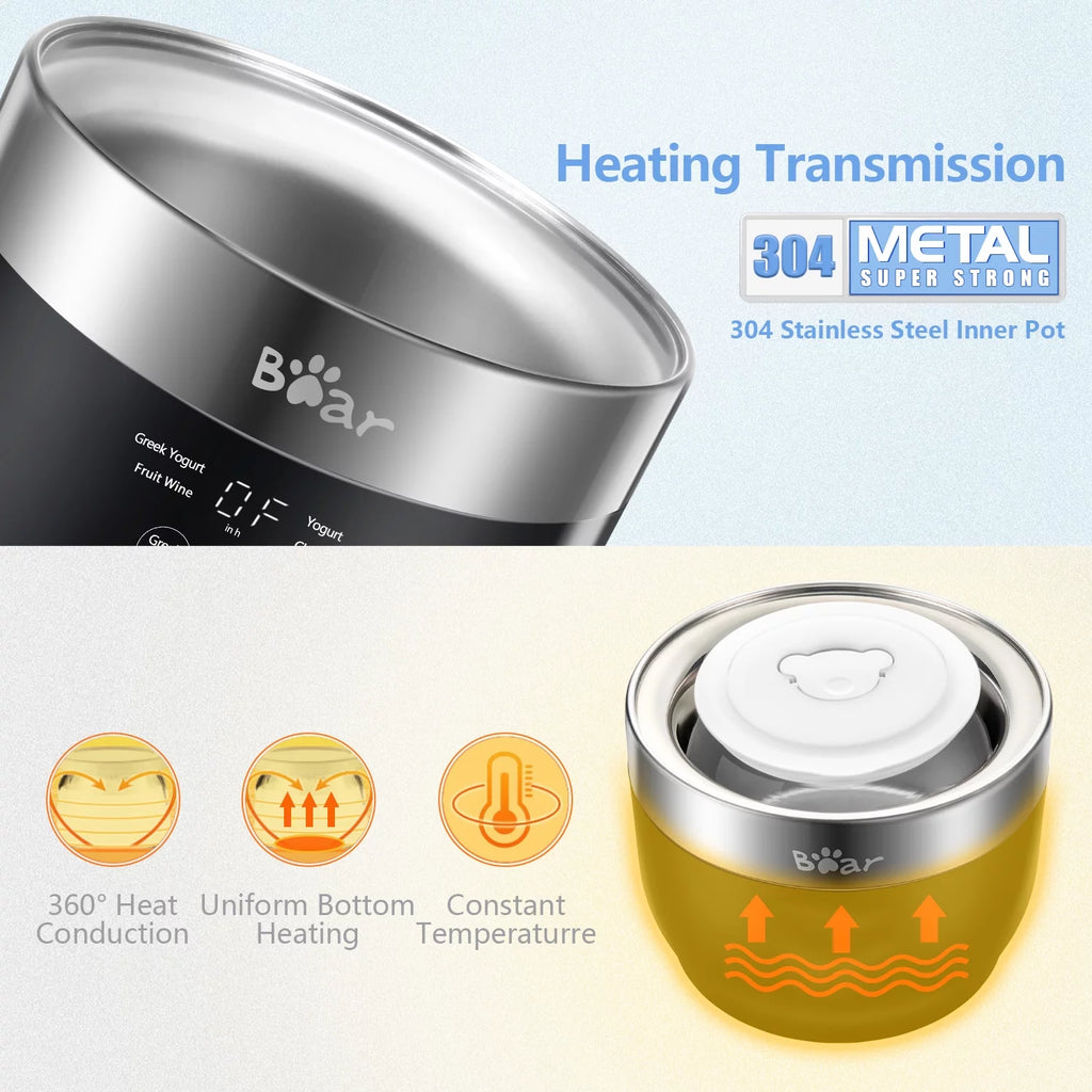 Greek Stainless Steel Yogurt Maker 2 Glass Jars W858286