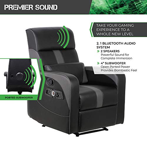 Black Recliner Gaming Chair with Bluetooth Audio System and Footrest K9289