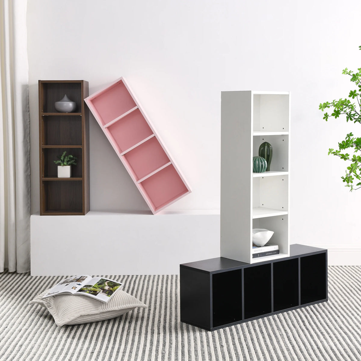 8-Tier Tall Narrow Bookcase with Adjustable Shelves E50569