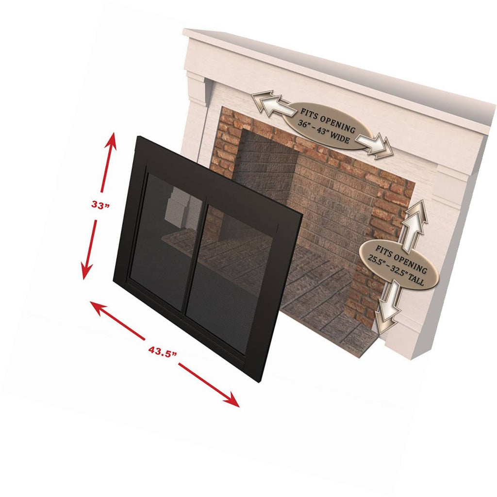 Black Large Fireplace Glass Door E42899