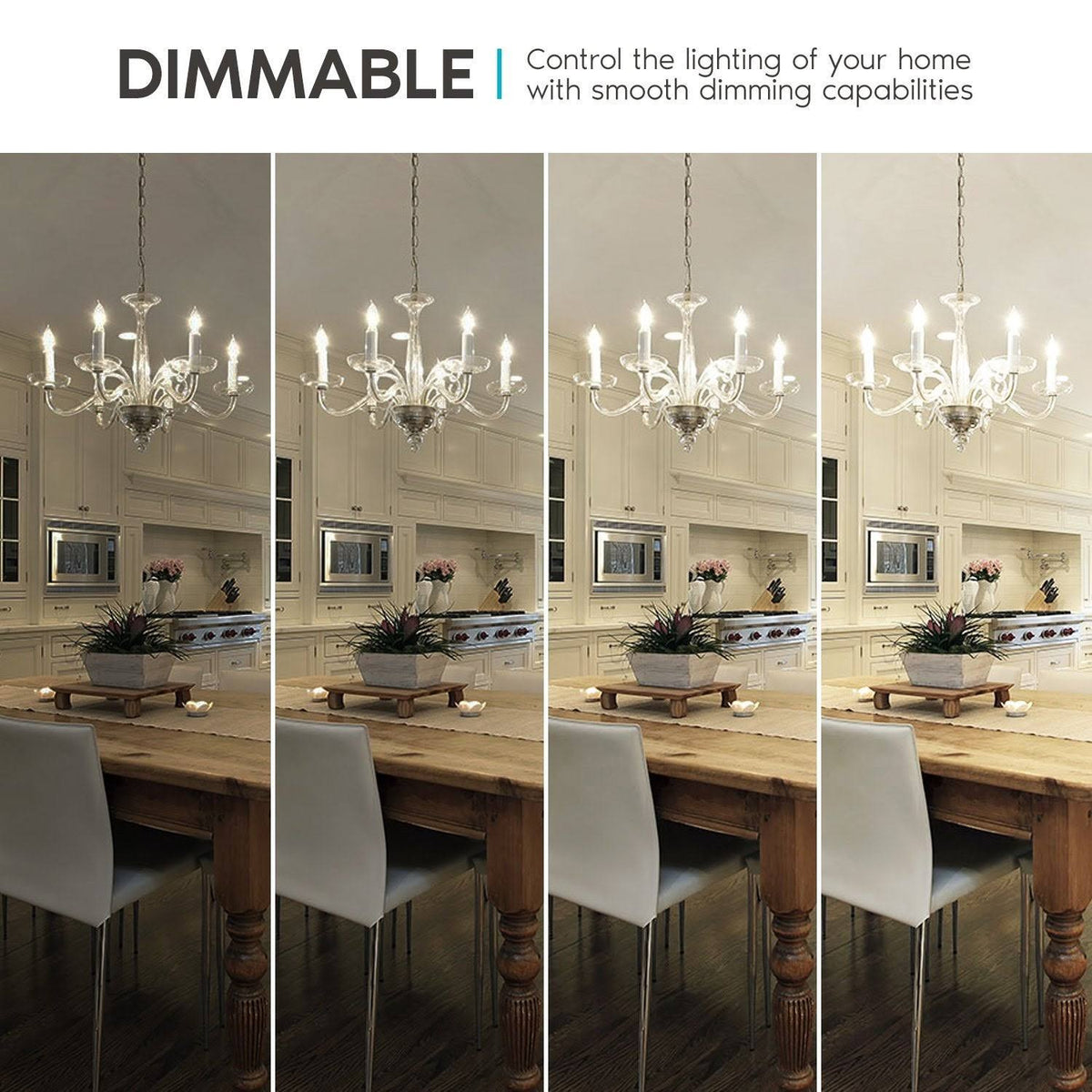 Vintage Candelabra E12 LED Bulb 5w, 550 Lumens, 2700K Warm White, Dimmable, Flame Tip Clear Glass (24 Pack) L3303