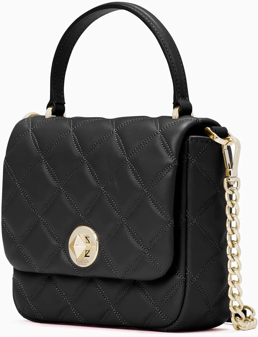 Quilted Leather Square Crossbody (Black) X41056