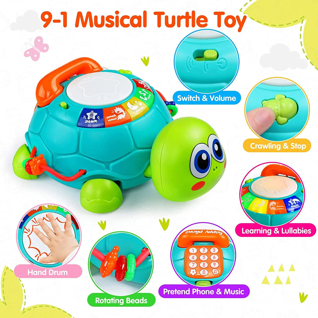 Musical Turtle Baby Toys with Letters Numbers Phone U526