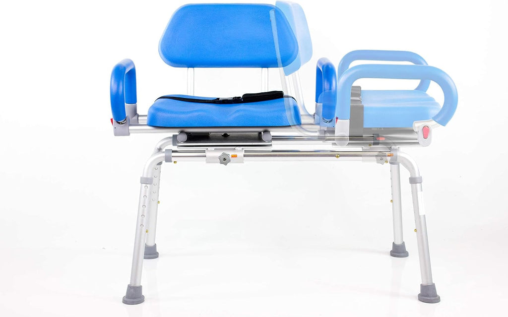 Blue Sliding Shower Chair Transfer Bench with Swivel Seat B947