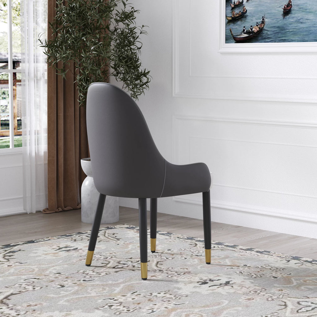 PU sponge-filled dining chair with solid wood metal legs, Set of 2 A67890