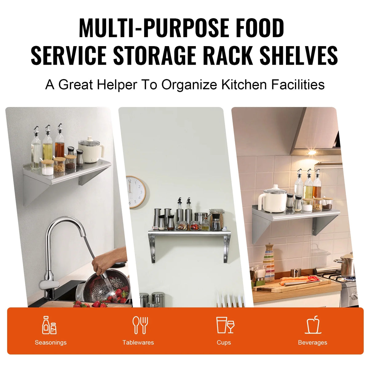 Stainless Steel 24" x 12" Wall Mounted Shelf D524