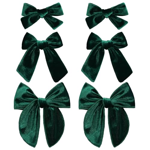 Red Velvet Ribbon Hair Bows 6PCS 3 Styles Y183