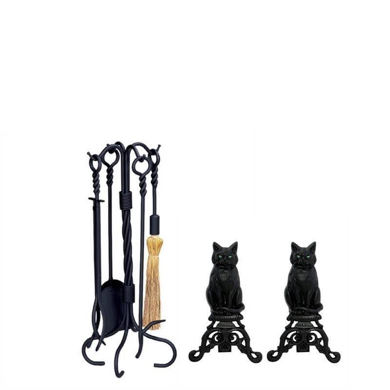 Black Wrought Iron Fireplace Tool Set H21089