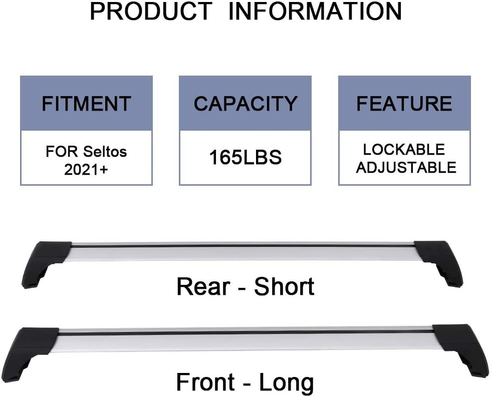 Lockable Roof Rack Cross Bars for Kia Seltos 2021 2022 M284