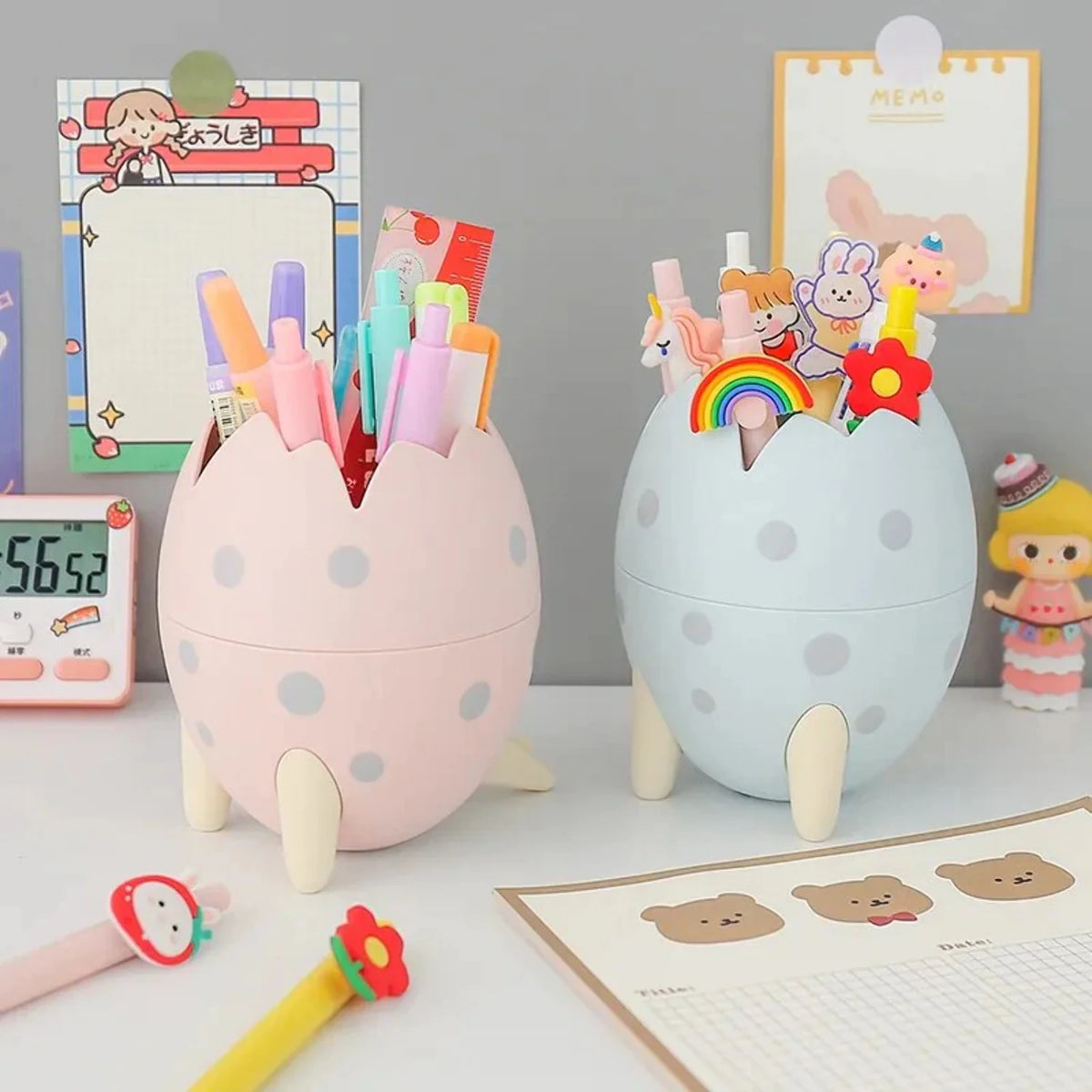 Kawaii Dinosaur Egg Pen Holder Large Capacity Desktop Stationery Storage Box N8212