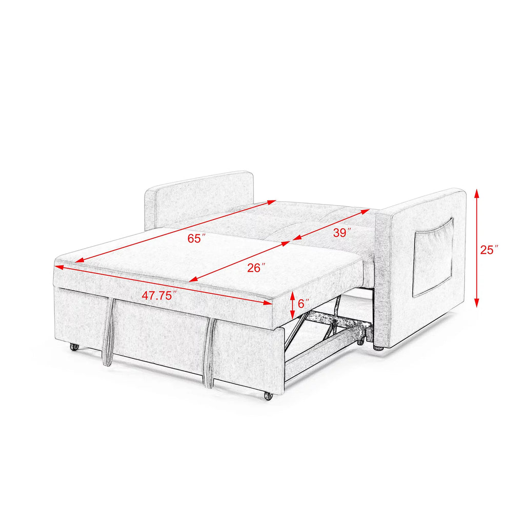 Gray Sofa Bed with Pull-Out Bed V274169
