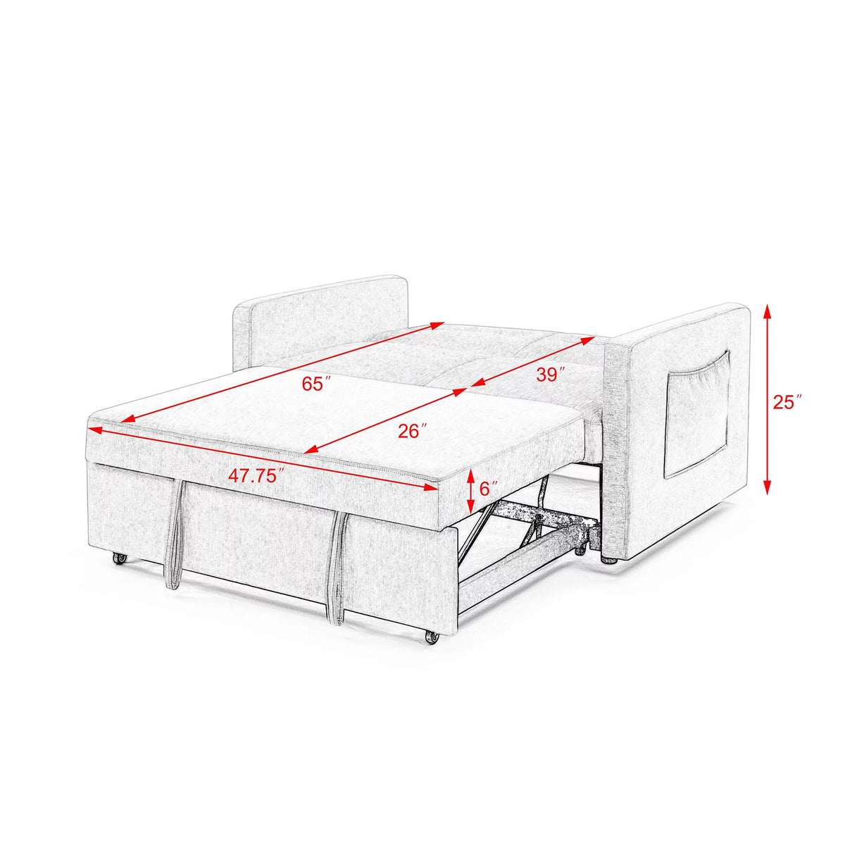 Gray Sofa Bed with Pull-Out Bed V274169