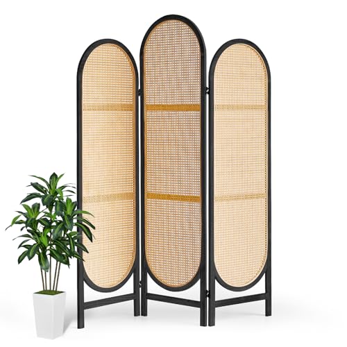 4 Panel Folding Rattan Room Divider X6437