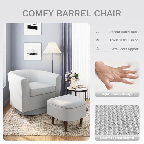Beige Upholstered Swivel Accent Chair with Ottoman K5916