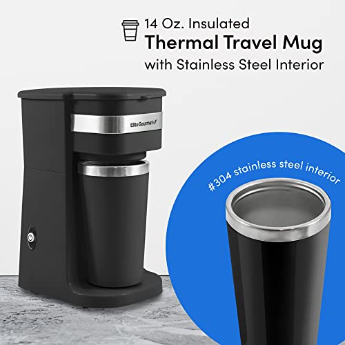 Compact Single-Serve Coffee Maker with Stainless Steel Travel Mug W3510